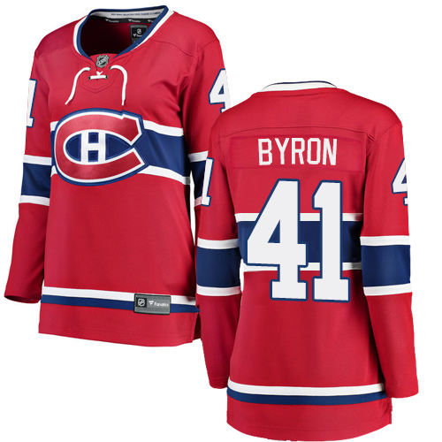 Women's Montreal Canadiens #41 Paul Byron Authentic Red Home Fanatics Branded Breakaway NHL Jersey