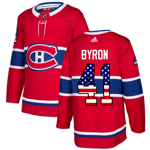 Youth Adidas Montreal Canadiens #41 Paul Byron Authentic Red USA Flag Fashion NHL Jersey