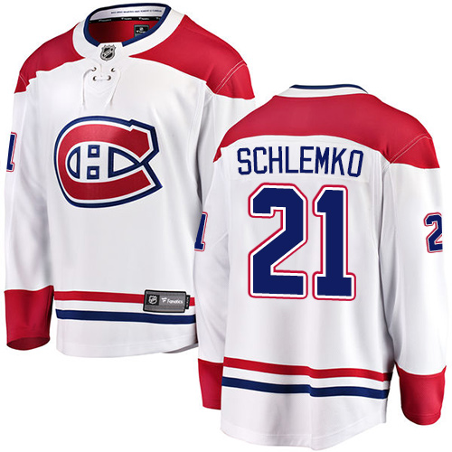 Men's Montreal Canadiens #21 David Schlemko Authentic White Away Fanatics Branded Breakaway NHL Jersey