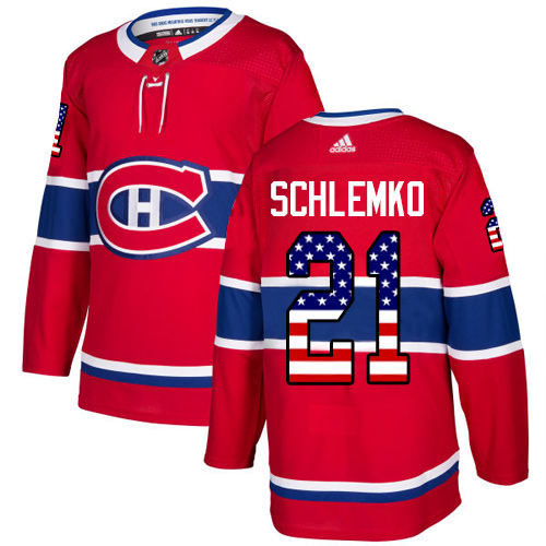 Youth Adidas Montreal Canadiens #21 David Schlemko Authentic Red USA Flag Fashion NHL Jersey