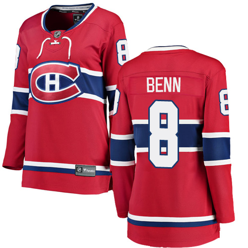 Women's Montreal Canadiens #8 Jordie Benn Authentic Red Home Fanatics Branded Breakaway NHL Jersey