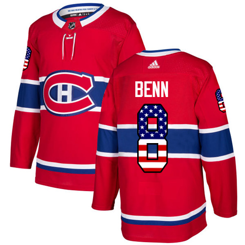 Men's Adidas Montreal Canadiens #8 Jordie Benn Authentic Red USA Flag Fashion NHL Jersey