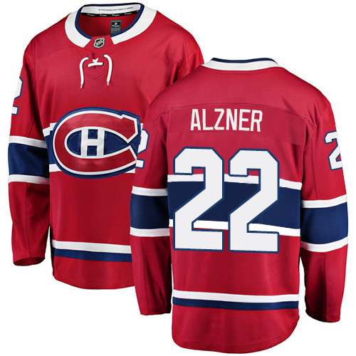 Men's Montreal Canadiens #22 Karl Alzner Authentic Red Home Fanatics Branded Breakaway NHL Jersey