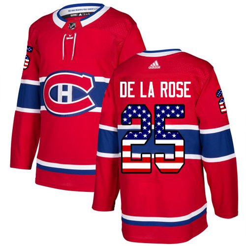 Men's Adidas Montreal Canadiens #25 Jacob de la Rose Authentic Red USA Flag Fashion NHL Jersey