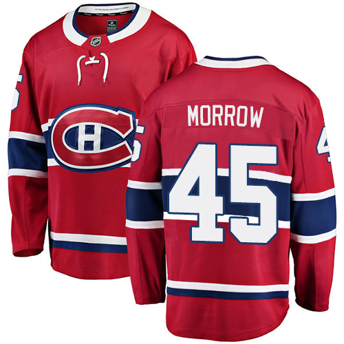 Youth Montreal Canadiens #45 Joe Morrow Authentic Red Home Fanatics Branded Breakaway NHL Jersey