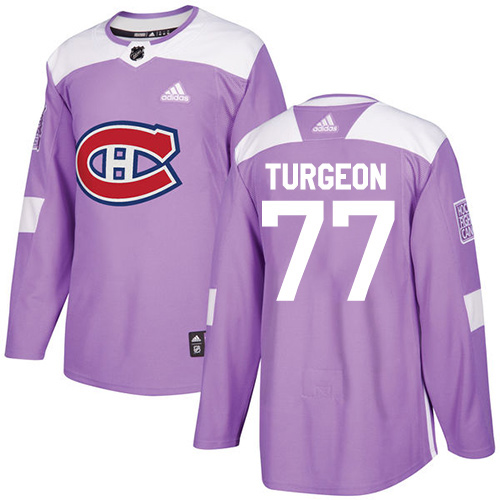 Men's Adidas Montreal Canadiens #77 Pierre Turgeon Authentic Purple Fights Cancer Practice NHL Jersey