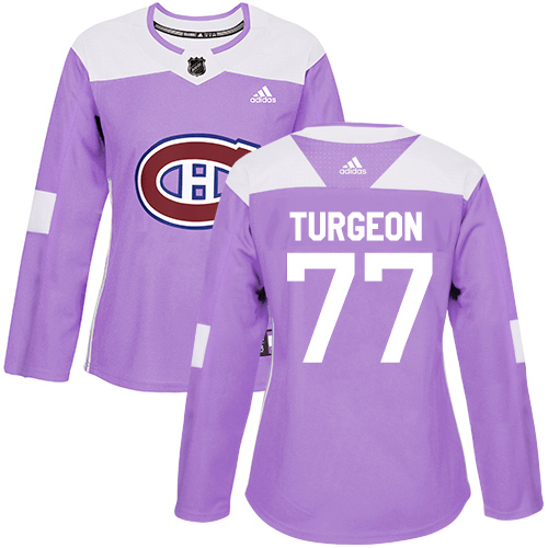 Women's Adidas Montreal Canadiens #77 Pierre Turgeon Authentic Purple Fights Cancer Practice NHL Jersey
