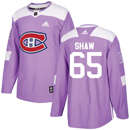 Men's Adidas Montreal Canadiens #65 Andrew Shaw Authentic Purple Fights Cancer Practice NHL Jersey