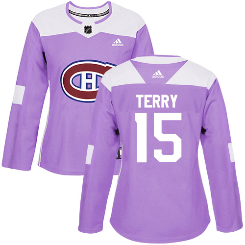 Women's Adidas Montreal Canadiens #15 Chris Terry Authentic Purple Fights Cancer Practice NHL Jersey