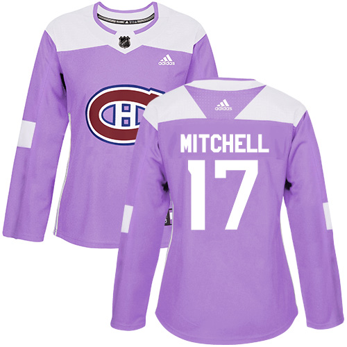 Women's Adidas Montreal Canadiens #17 Torrey Mitchell Authentic Purple Fights Cancer Practice NHL Jersey