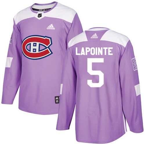 Men's Adidas Montreal Canadiens #5 Guy Lapointe Authentic Purple Fights Cancer Practice NHL Jersey
