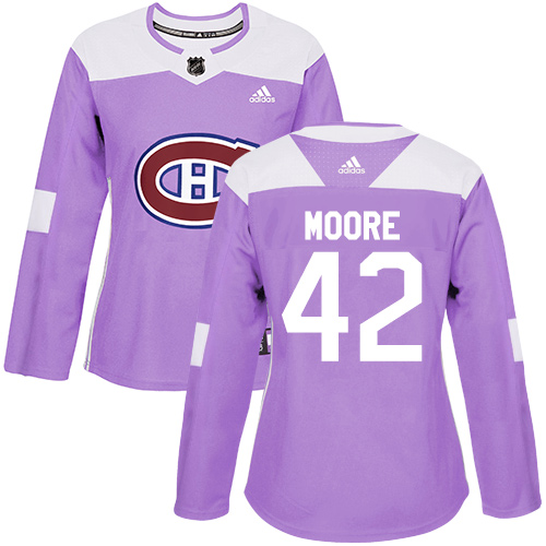 Women's Adidas Montreal Canadiens #42 Dominic Moore Authentic Purple Fights Cancer Practice NHL Jersey