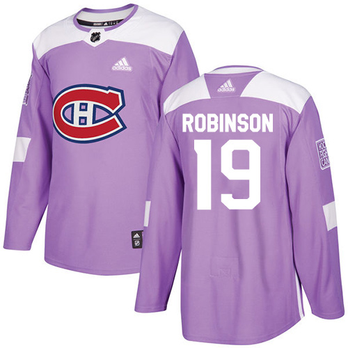 Men's Adidas Montreal Canadiens #19 Larry Robinson Authentic Purple Fights Cancer Practice NHL Jersey