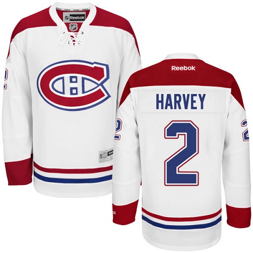 Men's Reebok Montreal Canadiens #2 Doug Harvey Authentic White Away NHL Jersey