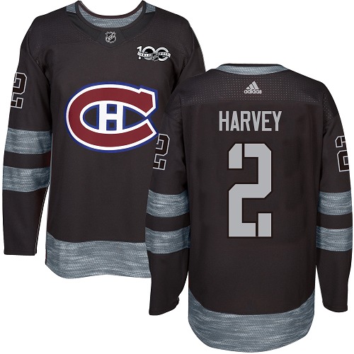 Men's Adidas Montreal Canadiens #2 Doug Harvey Premier Black 1917-2017 100th Anniversary NHL Jersey