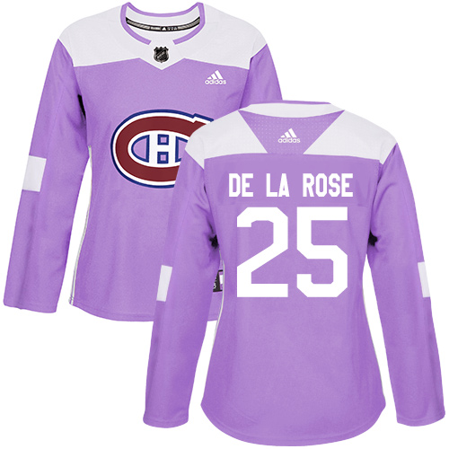 Women's Adidas Montreal Canadiens #25 Jacob de la Rose Authentic Purple Fights Cancer Practice NHL Jersey