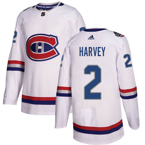 Men's Adidas Montreal Canadiens #2 Doug Harvey Authentic White 2017 100 Classic NHL Jersey