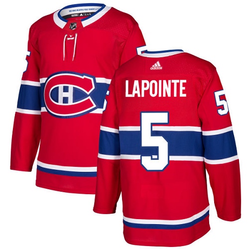 Men's Adidas Montreal Canadiens #5 Guy Lapointe Authentic Red Home NHL Jersey