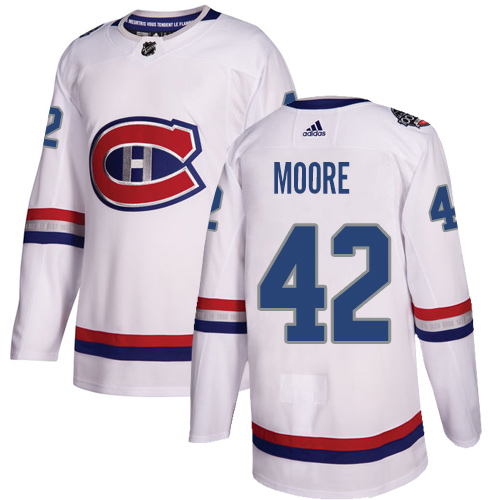 Men's Adidas Montreal Canadiens #42 Dominic Moore Authentic White 2017 100 Classic NHL Jersey