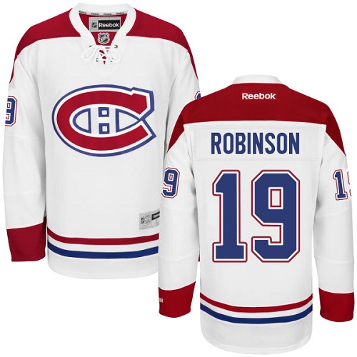 Men's Reebok Montreal Canadiens #19 Larry Robinson Authentic White Away NHL Jersey