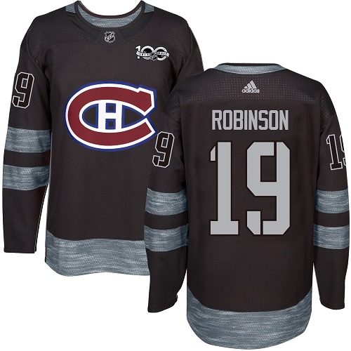 Men's Adidas Montreal Canadiens #19 Larry Robinson Premier Black 1917-2017 100th Anniversary NHL Jersey