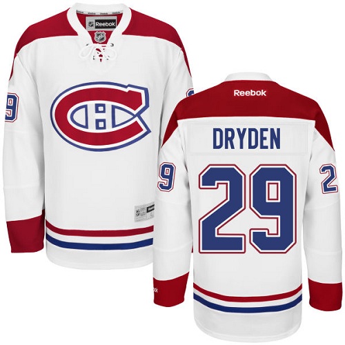 Men's Reebok Montreal Canadiens #29 Ken Dryden Authentic White Away NHL Jersey