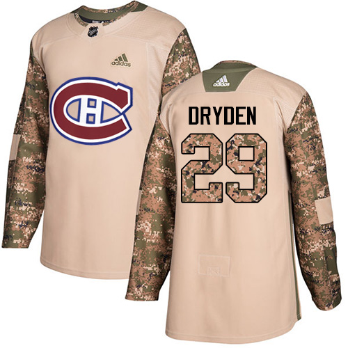 Men's Adidas Montreal Canadiens #29 Ken Dryden Authentic Camo Veterans Day Practice NHL Jersey