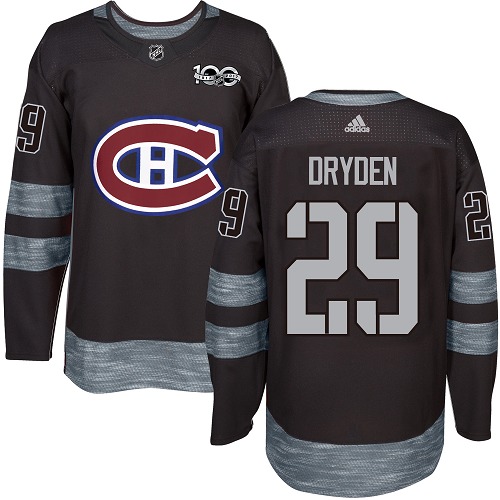 Men's Adidas Montreal Canadiens #29 Ken Dryden Authentic Black 1917-2017 100th Anniversary NHL Jersey