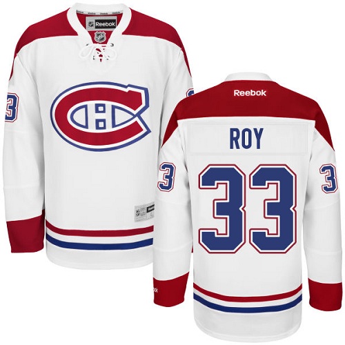 Men's Reebok Montreal Canadiens #33 Patrick Roy Authentic White Away NHL Jersey