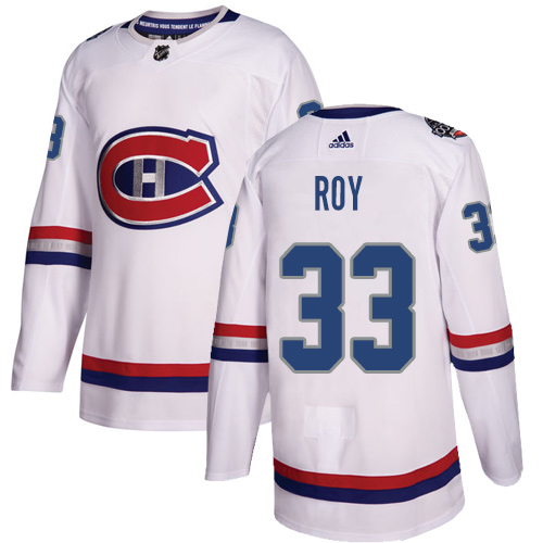 Men's Adidas Montreal Canadiens #33 Patrick Roy Authentic White 2017 100 Classic NHL Jersey