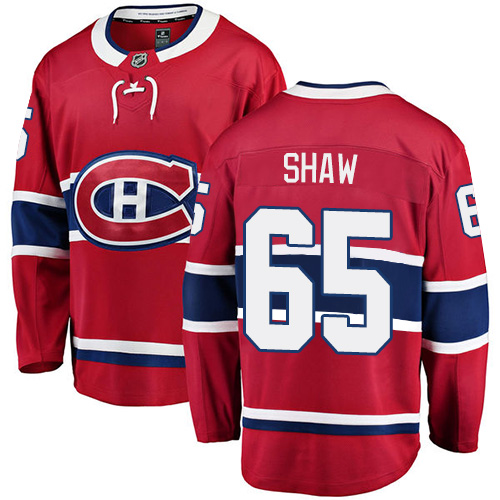 Youth Montreal Canadiens #65 Andrew Shaw Authentic Red Home Fanatics Branded Breakaway NHL Jersey