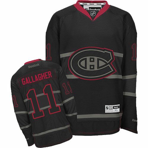 Men's Reebok Montreal Canadiens #11 Brendan Gallagher Authentic Black Ice NHL Jersey