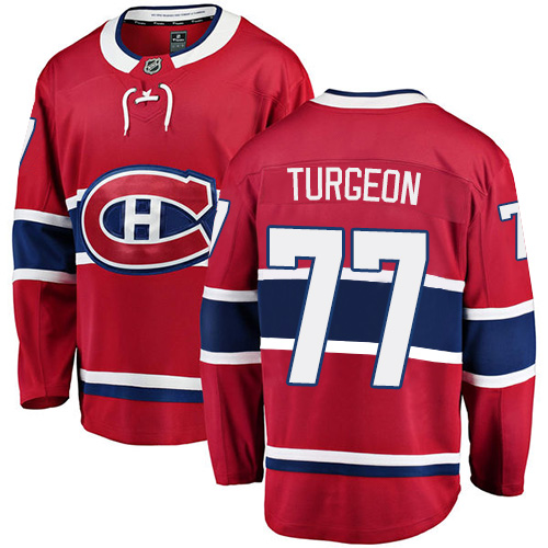 Men's Montreal Canadiens #77 Pierre Turgeon Authentic Red Home Fanatics Branded Breakaway NHL Jersey