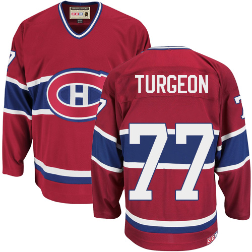 Men's CCM Montreal Canadiens #77 Pierre Turgeon Authentic Red Throwback NHL Jersey