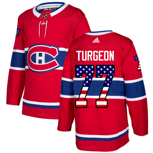 Men's Adidas Montreal Canadiens #77 Pierre Turgeon Authentic Red USA Flag Fashion NHL Jersey