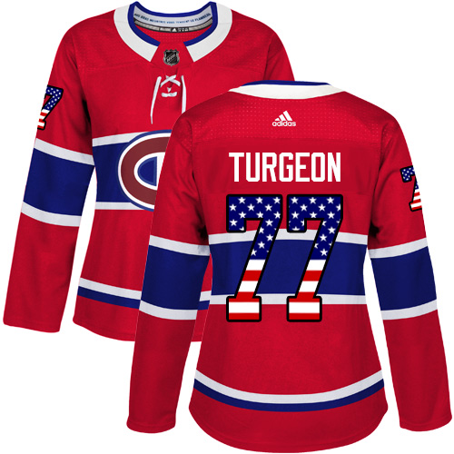 Women's Adidas Montreal Canadiens #77 Pierre Turgeon Authentic Red USA Flag Fashion NHL Jersey