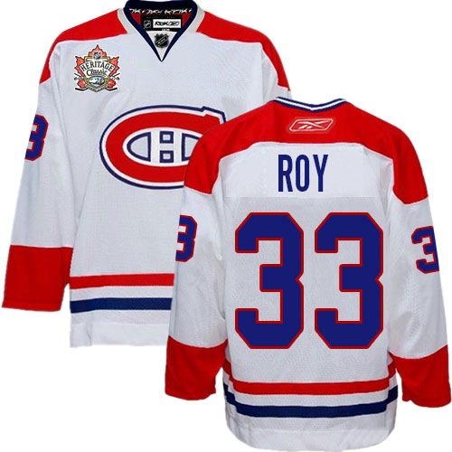 Men's Reebok Montreal Canadiens #33 Patrick Roy Premier White Heritage Classic Style NHL Jersey