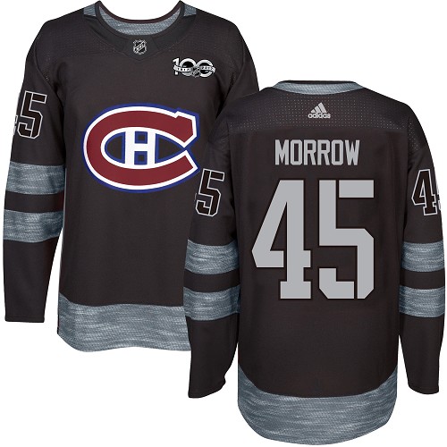 Men's Adidas Montreal Canadiens #45 Joe Morrow Authentic Black 1917-2017 100th Anniversary NHL Jersey