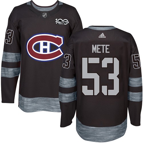 Men's Adidas Montreal Canadiens #53 Victor Mete Premier Black 1917-2017 100th Anniversary NHL Jersey
