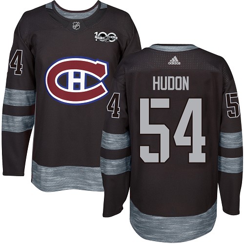 Men's Adidas Montreal Canadiens #54 Charles Hudon Premier Black 1917-2017 100th Anniversary NHL Jersey
