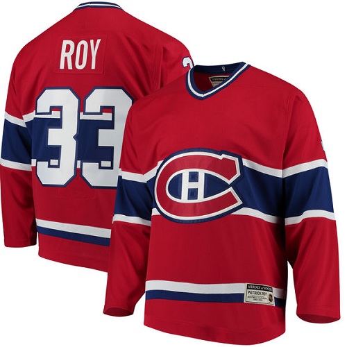 Youth Montreal Canadiens #33 Patrick Roy Authentic Red Home Fanatics Branded Breakaway NHL Jersey