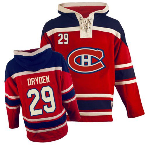 Men's Old Time Hockey Montreal Canadiens #29 Ken Dryden Authentic Red Sawyer Hooded Sweatshirt