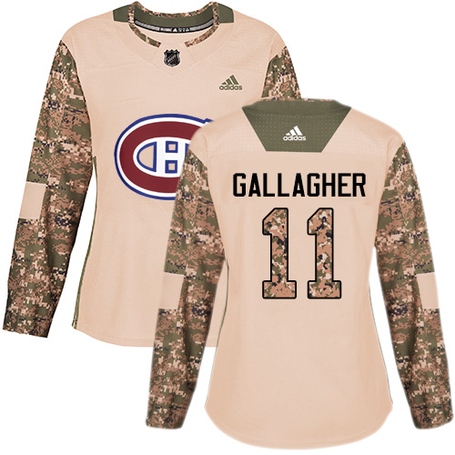 Women's Adidas Montreal Canadiens #11 Brendan Gallagher Authentic Camo Veterans Day Practice NHL Jersey
