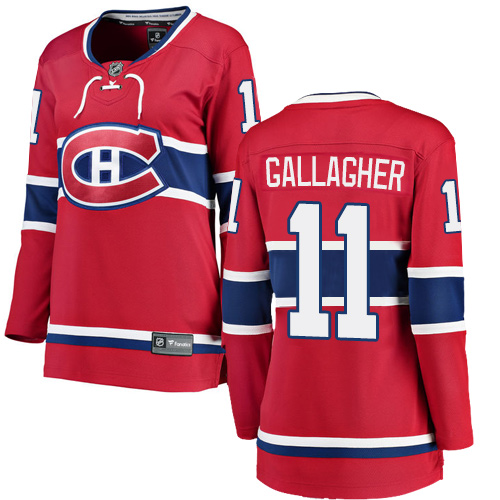 Women's Montreal Canadiens #11 Brendan Gallagher Authentic Red Home Fanatics Branded Breakaway NHL Jersey