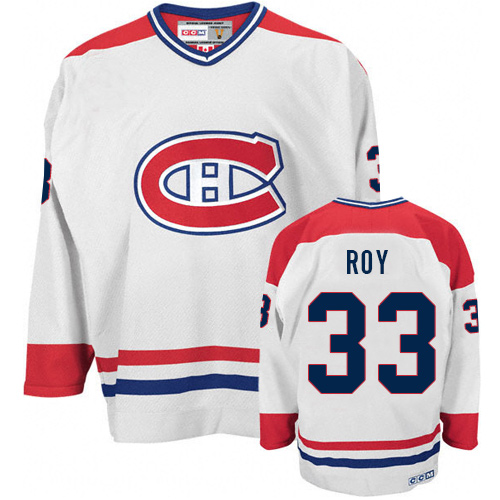 Men's CCM Montreal Canadiens #33 Patrick Roy Authentic White Throwback NHL Jersey