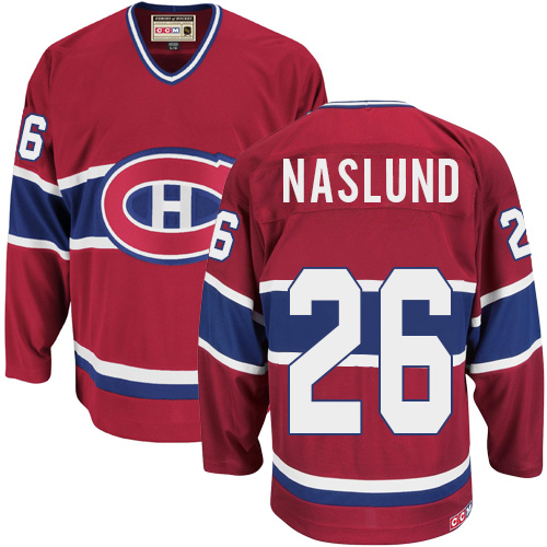 Men's CCM Montreal Canadiens #26 Mats Naslund Authentic Red CH Throwback NHL Jersey