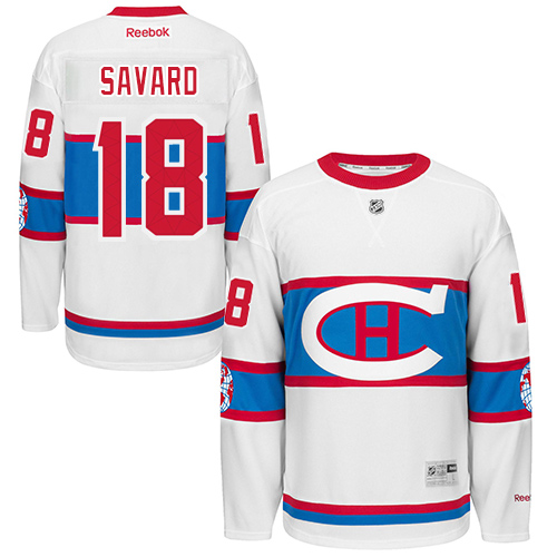 Men's Reebok Montreal Canadiens #18 Serge Savard Premier White 2016 Winter Classic NHL Jersey
