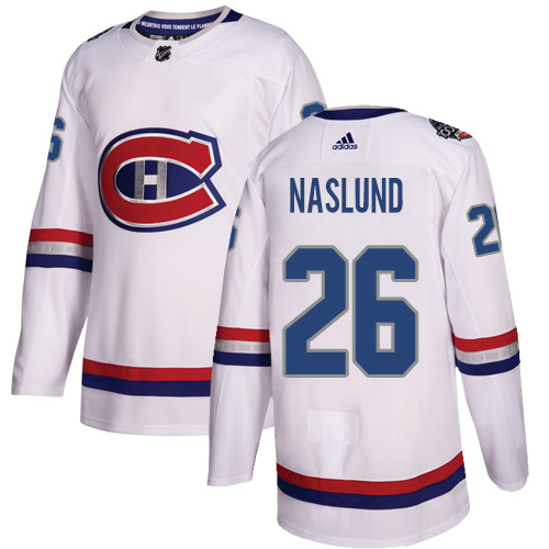 Men's Adidas Montreal Canadiens #26 Mats Naslund Authentic White 2017 100 Classic NHL Jersey
