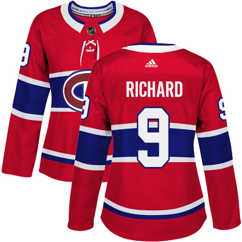 Women's Adidas Montreal Canadiens #9 Maurice Richard Authentic Red Home NHL Jersey