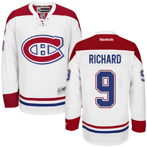 Women's Reebok Montreal Canadiens #9 Maurice Richard Authentic White Away NHL Jersey